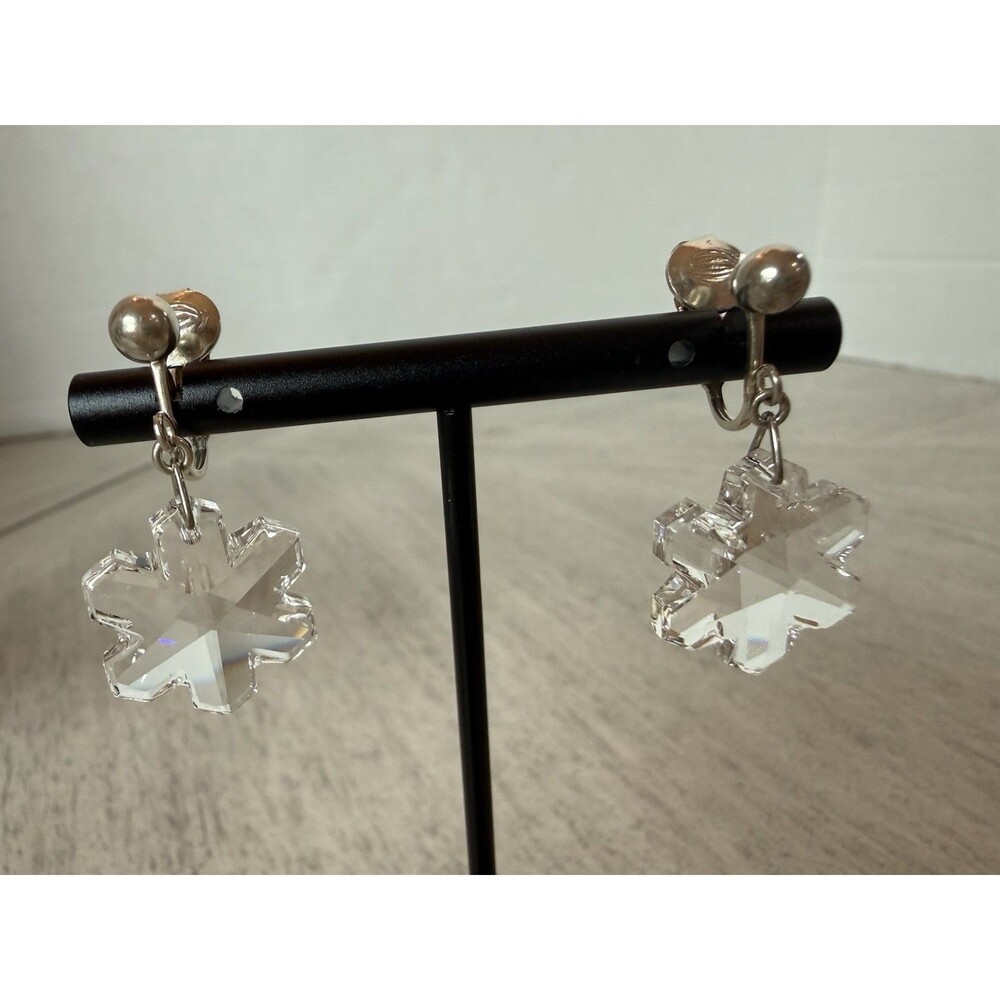 IBB 925 Sterling Silver Quartz Crystal Snowflake Pendant Necklace Earrings Set - Picture 14 of 16